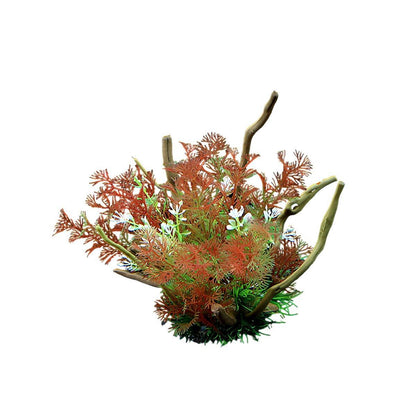 Aquarium Landscaping Decoration Artificial Wood and Plants Fish Tank Ornament - CM3302-Green