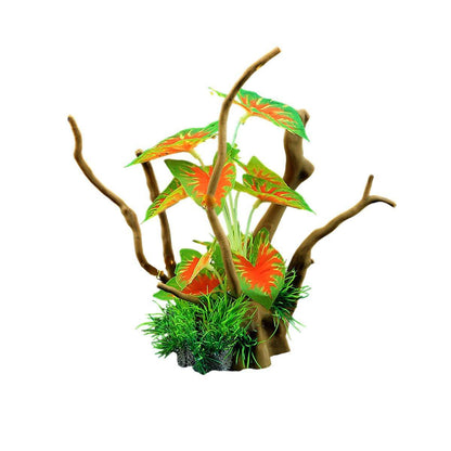 Aquarium Landscaping Decoration Artificial Wood and Plants Fish Tank Ornament - CM3302-Green