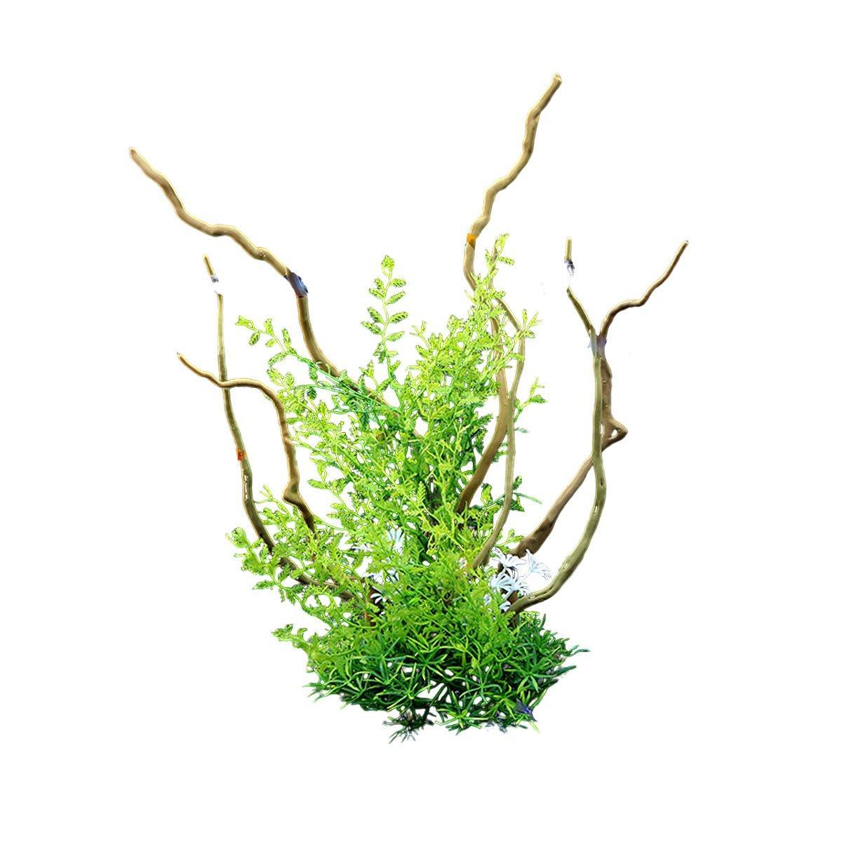 Aquarium Landscaping Decoration Artificial Wood and Plants Fish Tank Ornament - CM3302-Green