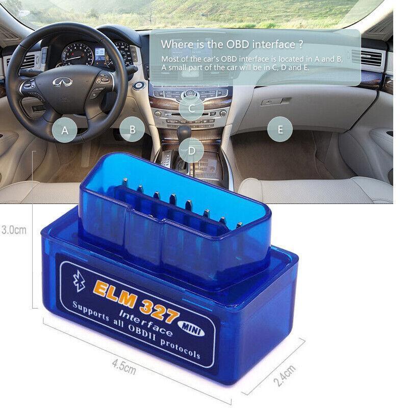 Bluetooth OBD2 ELM327 Car Scanner IOS Android Diagnostic Auto Scan Tool OBDII.