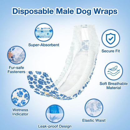 Disposable Female Dog Diapers Leakproof Breathable with Colour Indicator - S 26-46cm