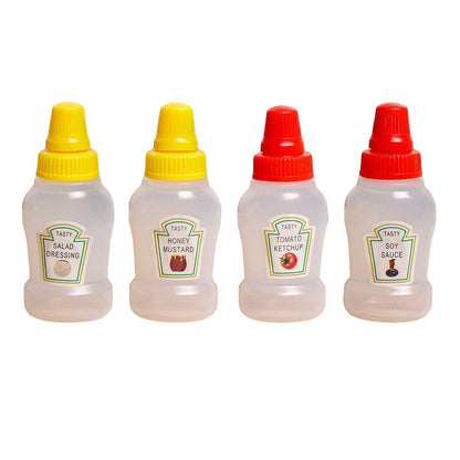 4pcs Mini Portable Sauce Box Condiment Dispensers for Picnic and Outdoor Use - Tomato sauce