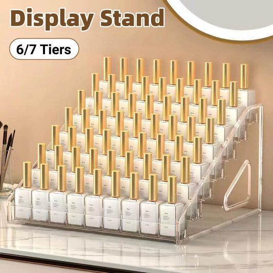 6/7 Layer Nail Polish Storage Box Multi Layer Clear Display Rack Organizer Stand - 7-Tier.