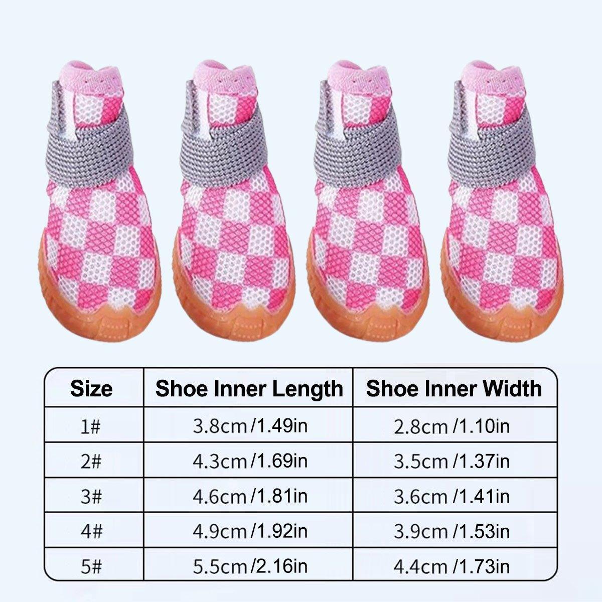 4pcs Breathable Mesh Dog Shoes Small Pets Puppy Paw Protection Summer Boots - Pink-2