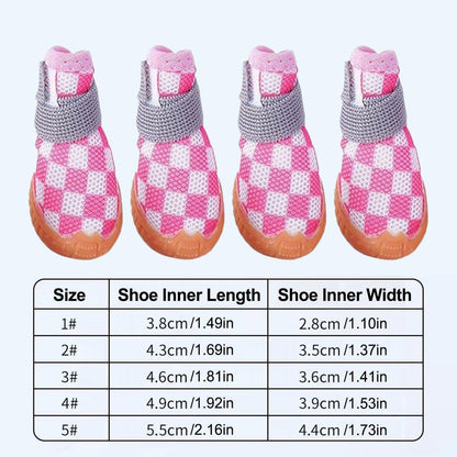4pcs Breathable Mesh Dog Shoes Small Pets Puppy Paw Protection Summer Boots - Pink-2