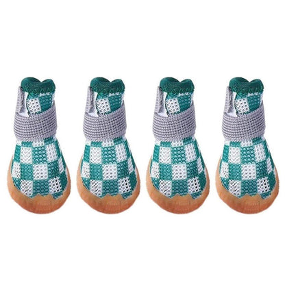 4pcs Breathable Mesh Dog Shoes Small Pets Puppy Paw Protection Summer Boots - Pink-2