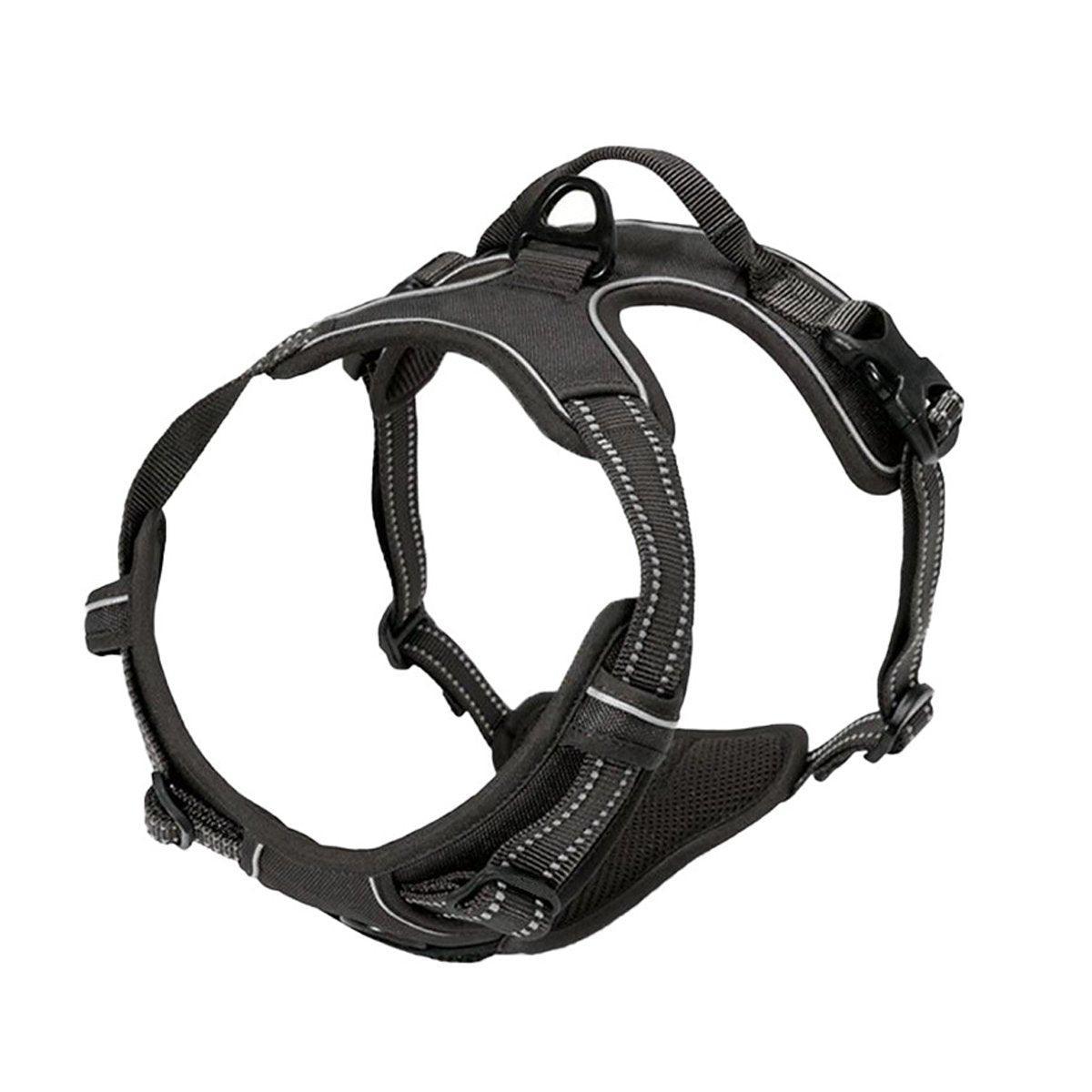 Adjustable No-Pull Dog Harness Vest S-XL Reflective Pet Training Outdoor Handle - Black-XL