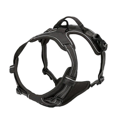 Adjustable No-Pull Dog Harness Vest S-XL Reflective Pet Training Outdoor Handle - Black-XL