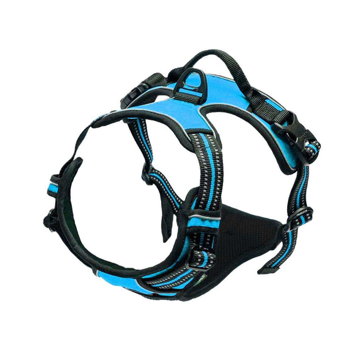 Adjustable No-Pull Dog Harness Vest S-XL Reflective Pet Training Outdoor Handle - Black-XL