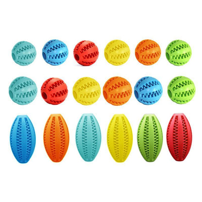Dog Chew Toy Rubber Ball Treat Dispenser Dental Cleaning Training Play Ball - Light Blue Spherical (Large)