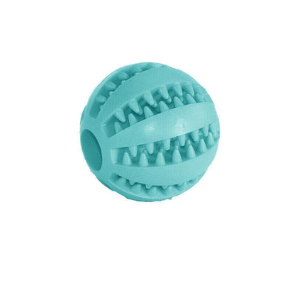 Dog Chew Toy Rubber Ball Treat Dispenser Dental Cleaning Training Play Ball - Light Blue Spherical (Large)