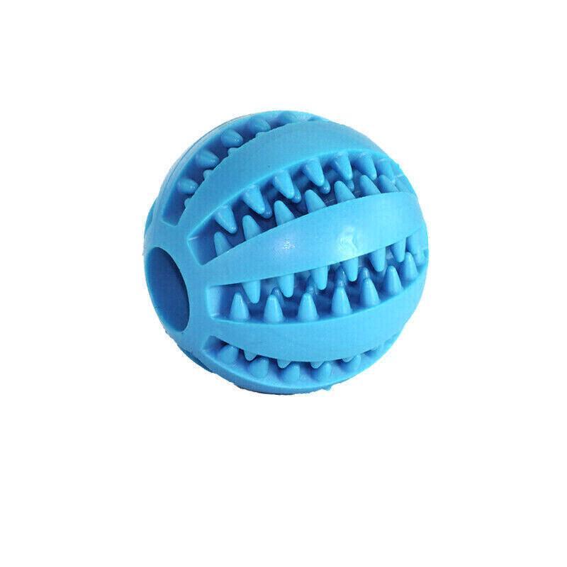 Dog Chew Toy Rubber Ball Treat Dispenser Dental Cleaning Training Play Ball - Light Blue Spherical (Large)