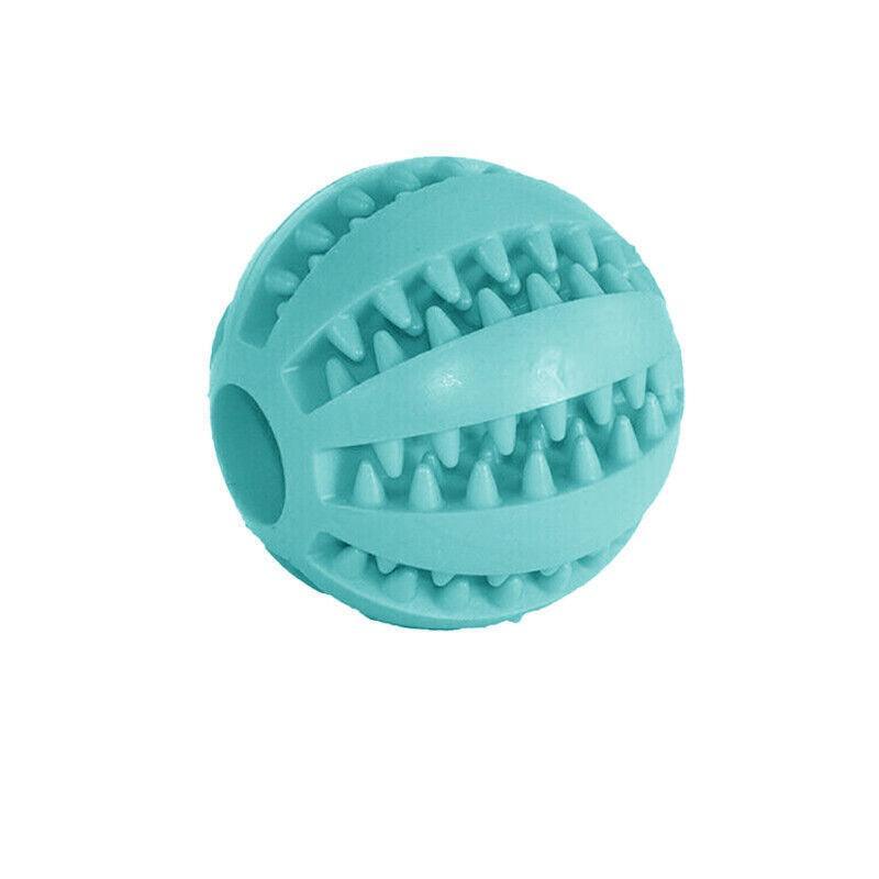 Dog Chew Toy Rubber Ball Treat Dispenser Dental Cleaning Training Play Ball - Light Blue Spherical (Large)