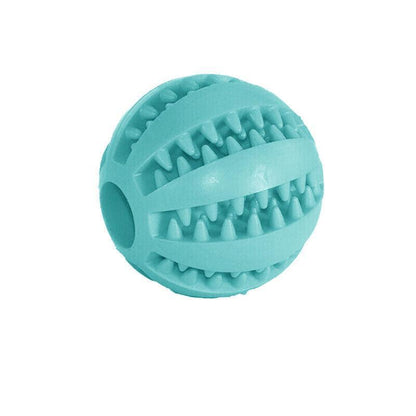 Dog Chew Toy Rubber Ball Treat Dispenser Dental Cleaning Training Play Ball - Light Blue Spherical (Large)