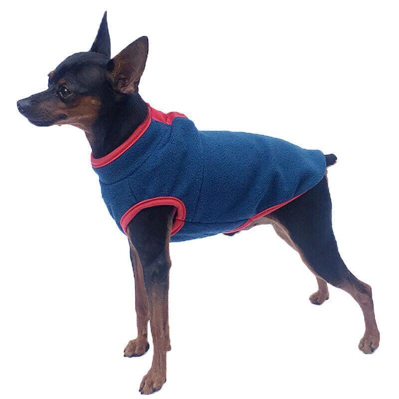 XS Pet Dog Puppy Winter Warm Fleece Jumper Vest Coat Jacket Apparel Clothes - Blue