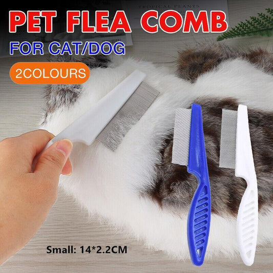 1PC Small Fine Toothed Flea Flee Metal Nit Head Hair Lice Comb with Handle - White