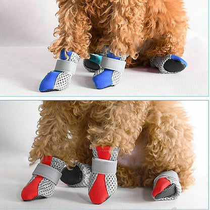 4PCS M Size Anti Slip Waterproof Protective Dog Shoes Rain Boots Pet Socks Booties - Blue