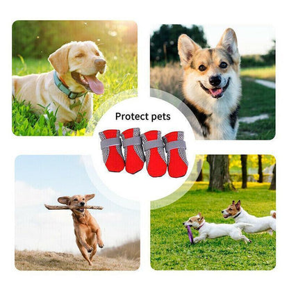 4PCS M Size Anti Slip Waterproof Protective Dog Shoes Rain Boots Pet Socks Booties - Blue