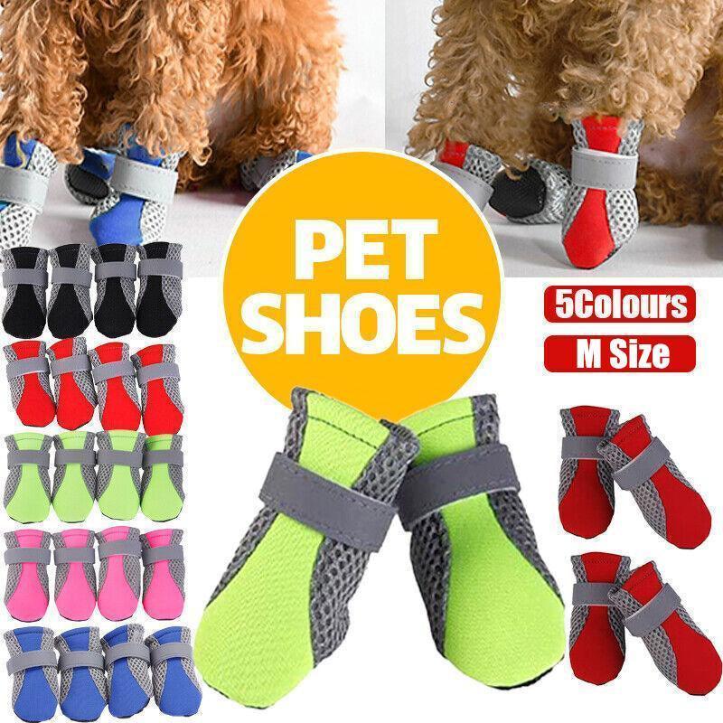 4PCS M Size Anti Slip Waterproof Protective Dog Shoes Rain Boots Pet Socks Booties - Red