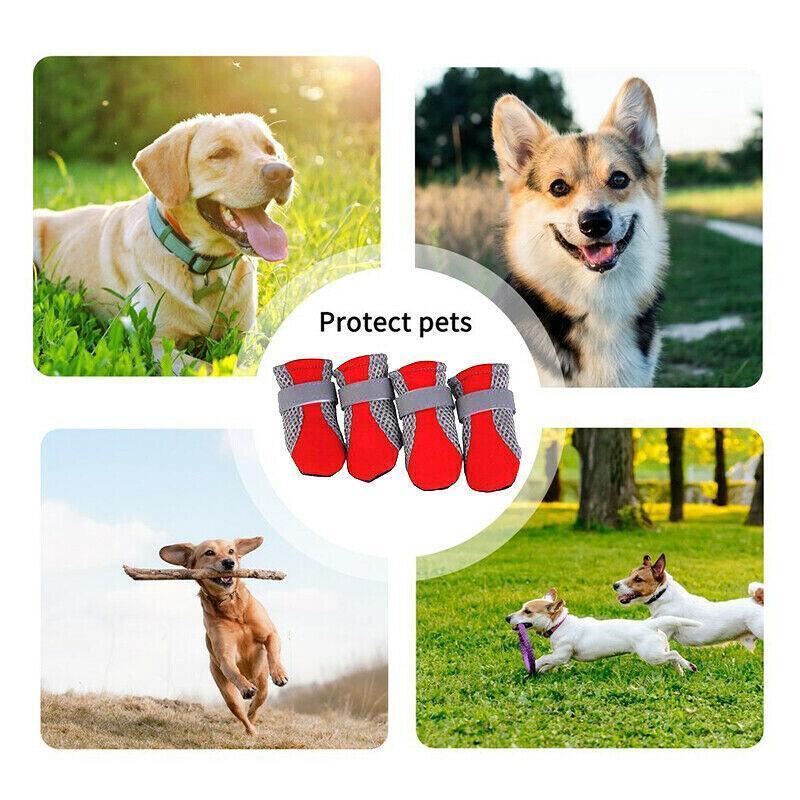4PCS M Size Anti Slip Waterproof Protective Dog Shoes Rain Boots Pet Socks Booties - Red