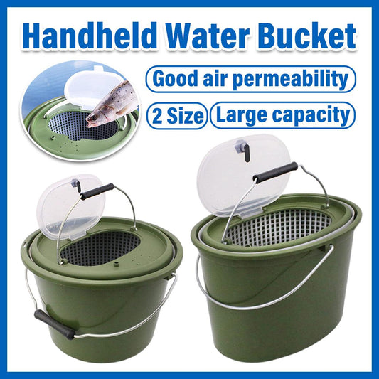 Portable Double Live Fish Bucket Breathable Fish Storage Container for Fishing - M.