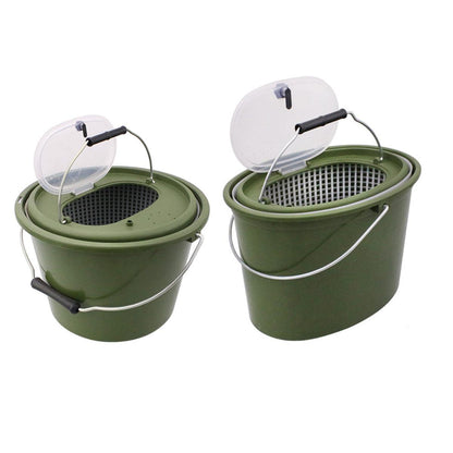 Portable Double Live Fish Bucket Breathable Fish Storage Container for Fishing - M.