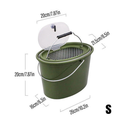 Portable Double Live Fish Bucket Breathable Fish Storage Container for Fishing - M.