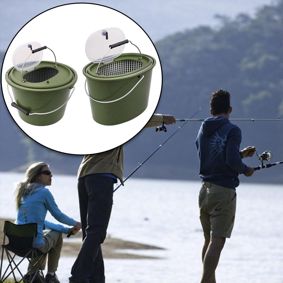Portable Double Live Fish Bucket Breathable Fish Storage Container for Fishing - M.