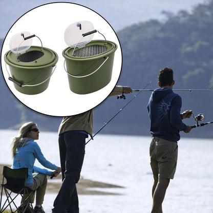 Portable Double Live Fish Bucket Breathable Fish Storage Container for Fishing - M.
