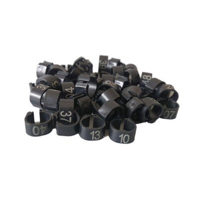100X 001-100 Digital Numbered Bird Leg Band Rings Clip For Pigeon Parrot Poultry - Black