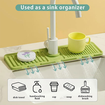 Faucet Draining Pad Narrow Sink Splash Guard Mat for Washbasin Water Catcher - Grey