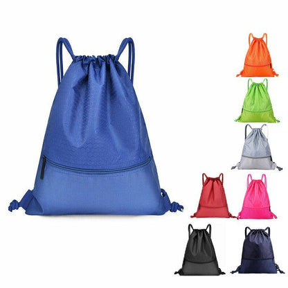 Backpack Sport Pack String Tote Gym Bag Cinch Sack School Drawstring Capacity - Dark Blue