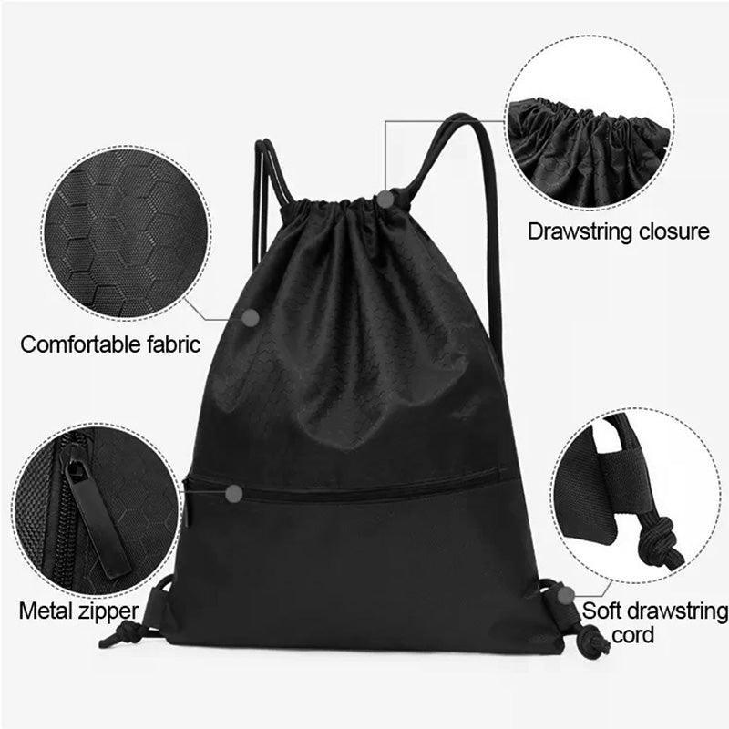 Backpack Sport Pack String Tote Gym Bag Cinch Sack School Drawstring Capacity - Dark Blue