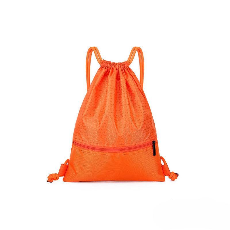 Backpack Sport Pack String Tote Gym Bag Cinch Sack School Drawstring Capacity - Orange