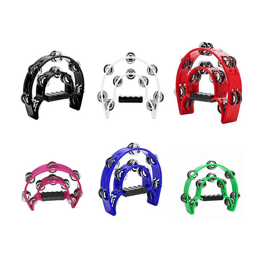 Double Half Moon Tambourine Handheld Musical Percussion Instrument Bell Drum - Green.