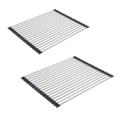 Multifunctional Stainless Steel Draining Rack Folding Sink Organizer for Kitchen - 580 x 400mm