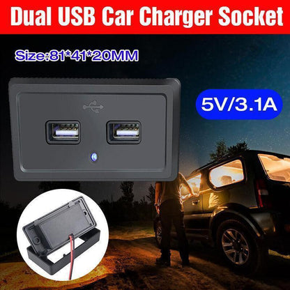 Dual USB Car Charger Socket Panel 5V 3.1A 12V 24V for Car RV Motorcycle.