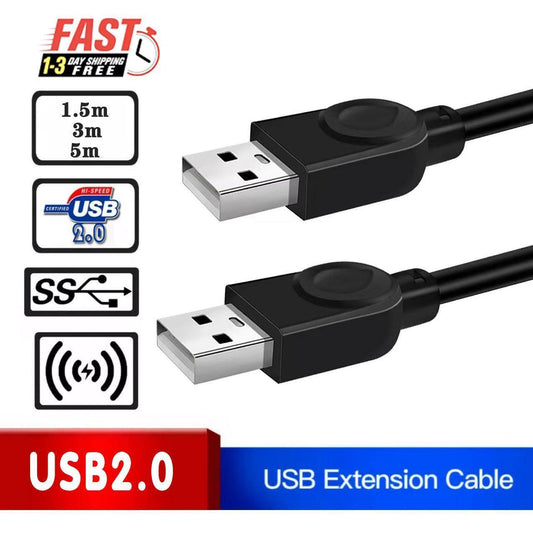 High Speed Usb 2.0 Data Extension Cable Type A Male To Male M-M Connection Cord - 3M.