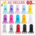 60 Random Colored Plastic Pacifier Dummy Clip Suspender Badge Holder for Crafts.