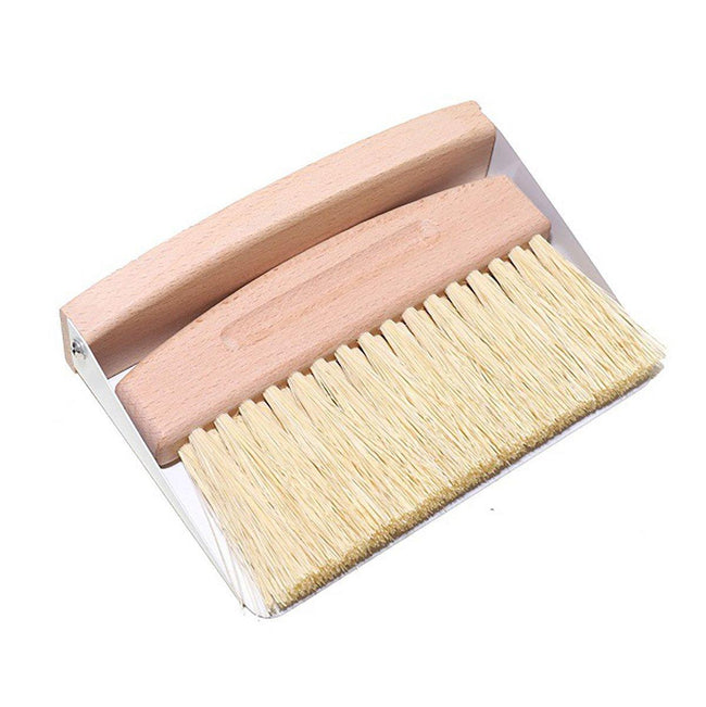 Mini White Brush Broom with Dustpan Car Desk Table Keyboard Cleaning Portable Main Image