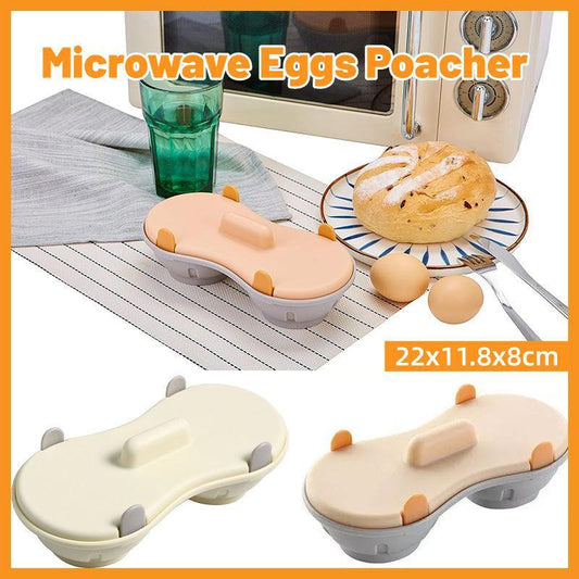Microwave Egg Steamer With Lid Kitchen Egg Cooker Poacher Steam Box Container - White.