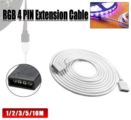 1-10M White LED RGB Light Strip Extension Cord Cable Lead Connector 4 Pin - 2M.