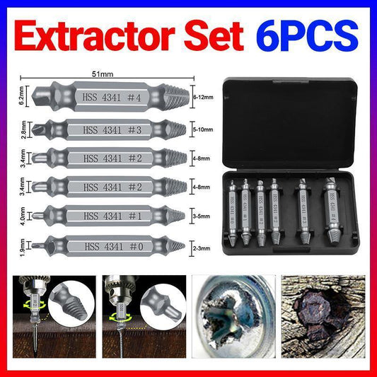6Pcs Damaged Screw Extractor Set Easy Out Broken Drill Bit Remover Kit Speed Out.