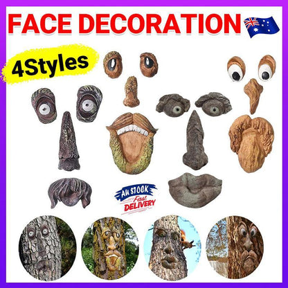 Old Man Tree Hugger Garden Peeker Yard Outdoor Sculpture Whimsical Face Decor - B