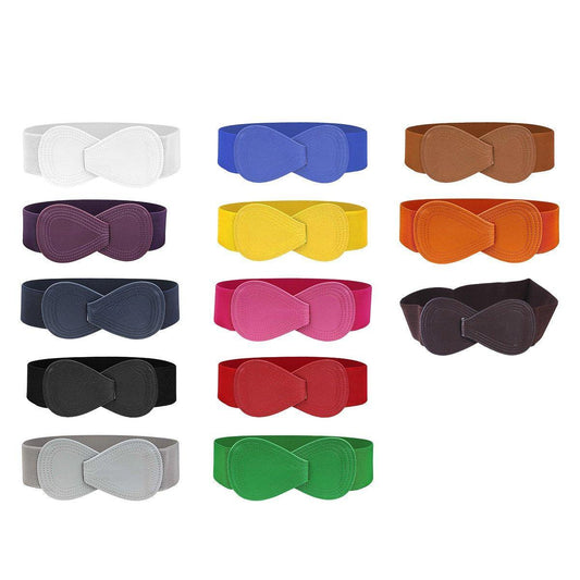 Fashion Belt Red Elastic Waist Cover Wide Belt Women Black Elastic Bow Decoration - Green
