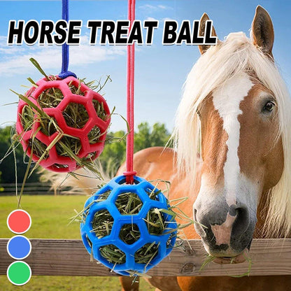 Hanging Hay Feeders Stable Feed Polo Feeding Balls Toy for Horses and Livestock - Red