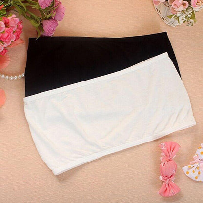Female Strapless Boob Tube Top Bandeau Bra Modal Ladies Modal Stomacher Wrapped - White