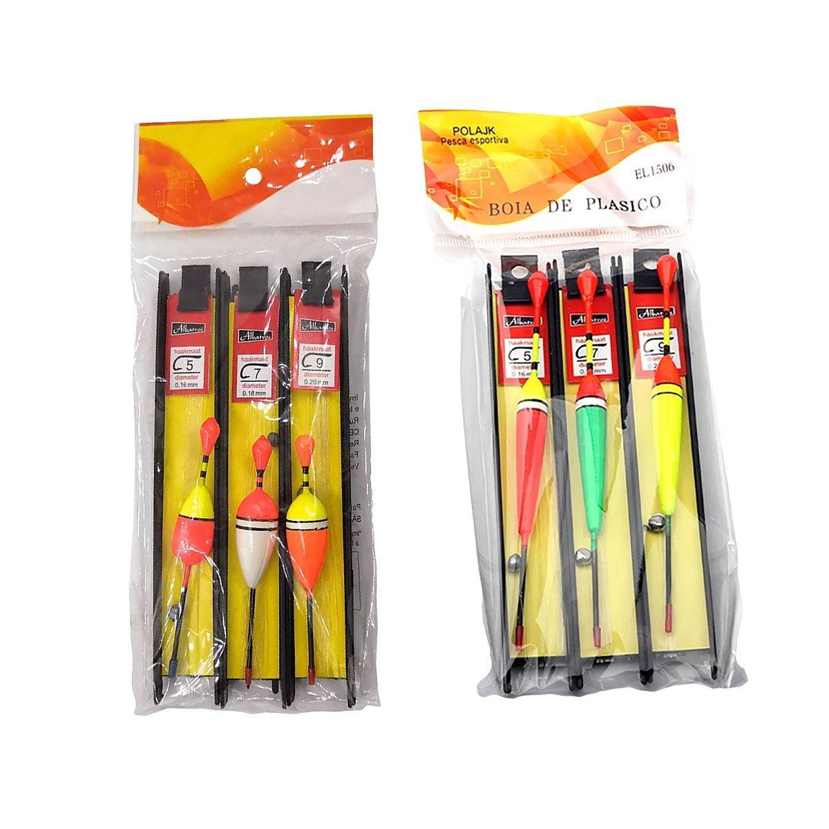 6Pcs Fishing Floats Set Fishing Bobber Hook Kits Straight Column Water Drop Type.