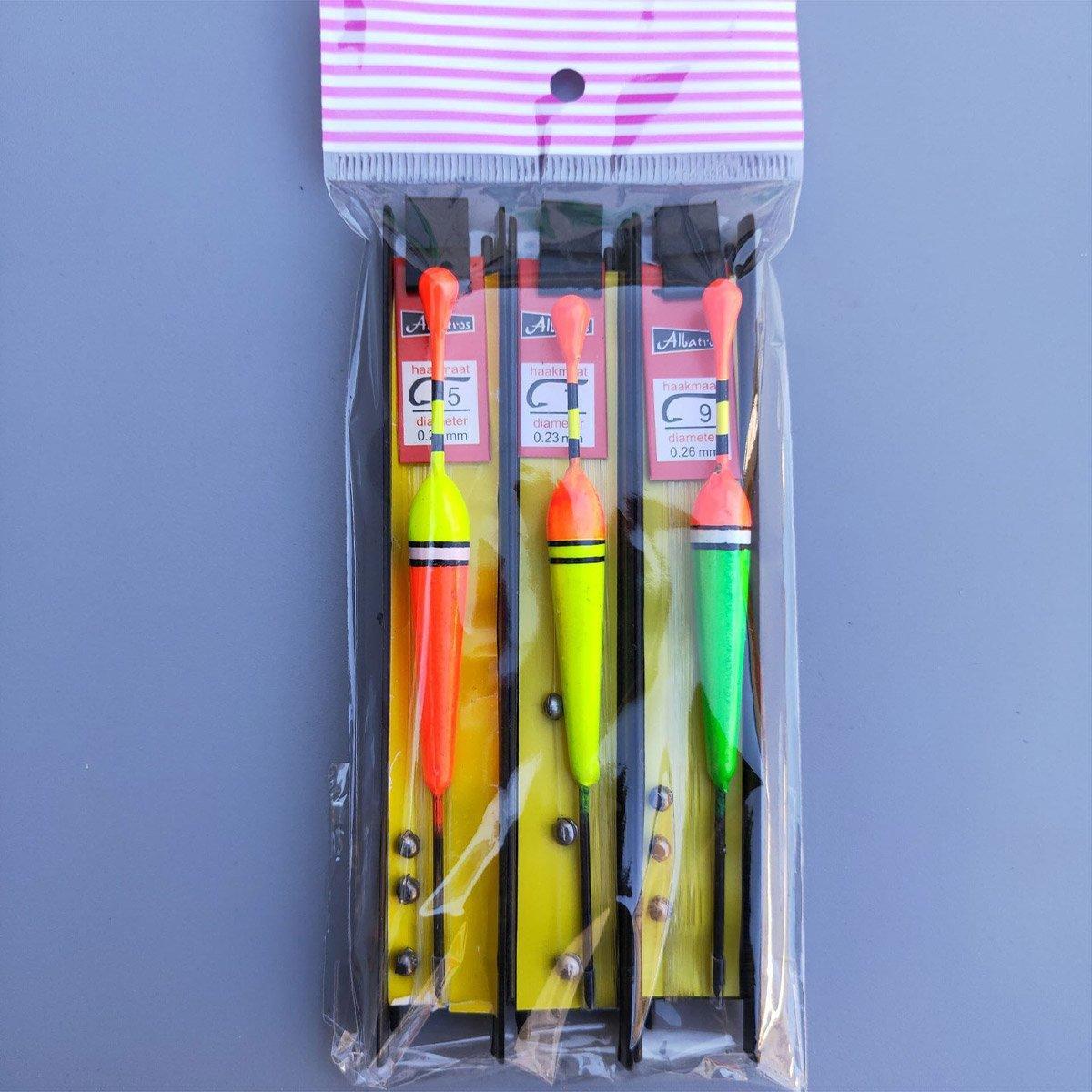 6Pcs Fishing Floats Set Fishing Bobber Hook Kits Straight Column Water Drop Type.