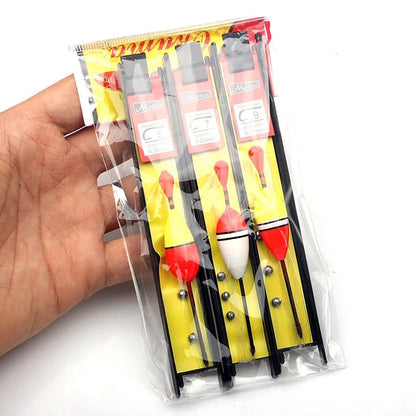 6Pcs Fishing Floats Set Fishing Bobber Hook Kits Straight Column Water Drop Type.